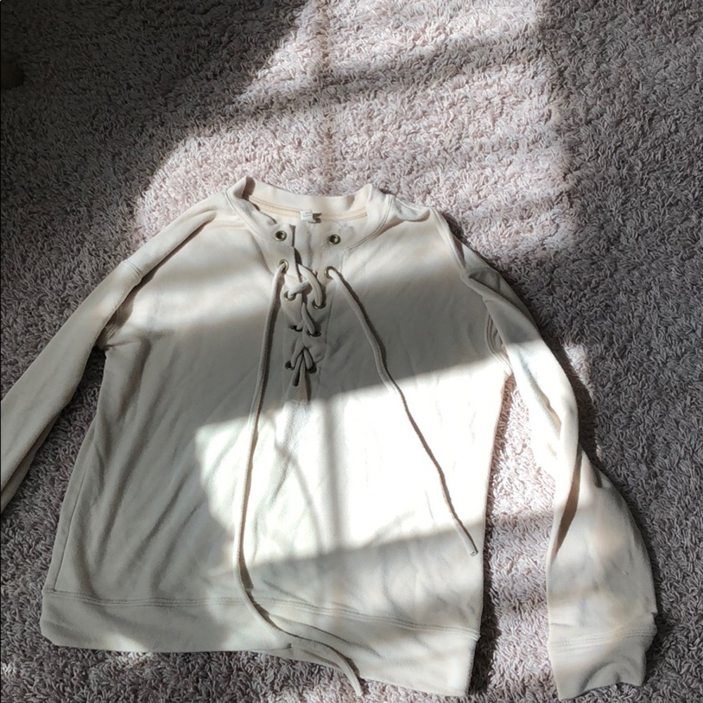 PacSun nude colored lace up top